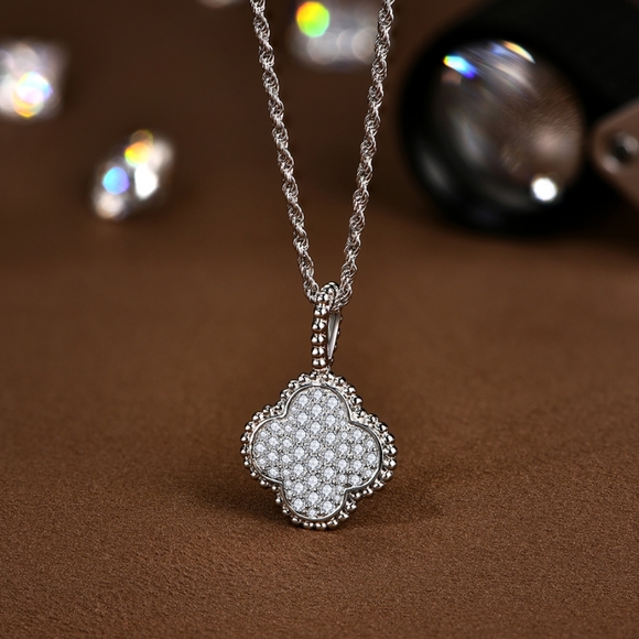 Sterling silver diamond necklace - Picture 4 of 9